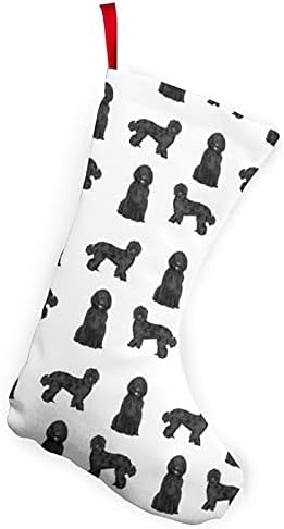 Црни лабрадудл кучиња раси со кучиња doodle куче бели божиќни чорапи- 10 ч Божиќни чорапи камин виси чорапи за семејна Божиќна декорација на одмор