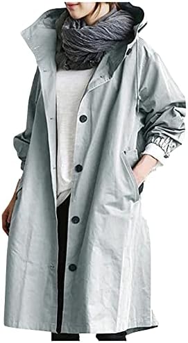 Foviguo ровови палто за жени долго, канцелариски палта Пролетната модерна модерна плус големина со долга ракав копче надолу удобност