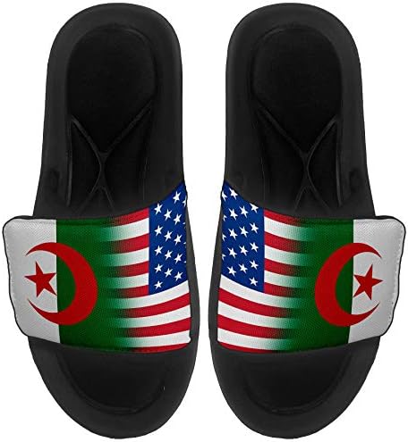 ExpressItbest Pushioned Slide -On сандали/слајдови за мажи, жени и млади - знаме на Алжир - Алжир знаме