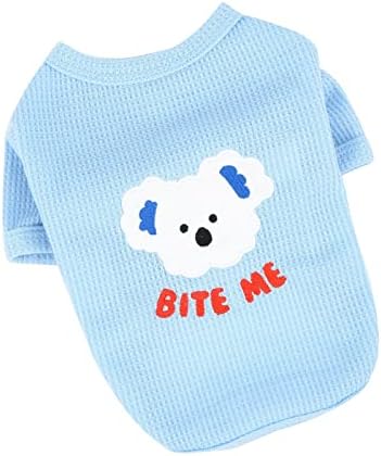 Платен вафлер маица со мали кучиња мечка пролетно лето слатко кутре облека мека удобна дишење мачки костум во внатрешноста на отворено,