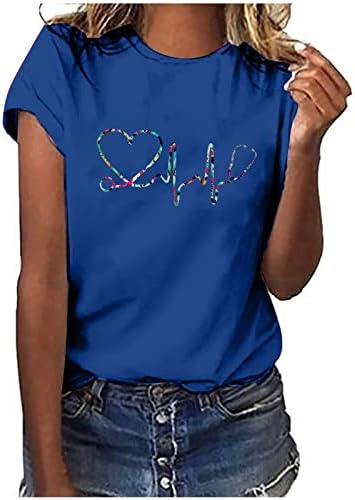 Медицински сестри кошули за жени чукање на срцето печати маичка Медицинска сестра живот симпатична кратка ракав врвови 2023 лето лабава