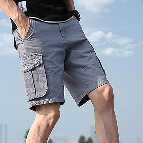 Менс шорцеви модни модни цврсти бои џебни панталони памучни карго -шорцеви комбинезони