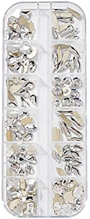 12 решетки за нокти Кристал Исклучителна DIY лесна уметност за нокти на ноктите коцки за жени Rhinestones украси - украси -