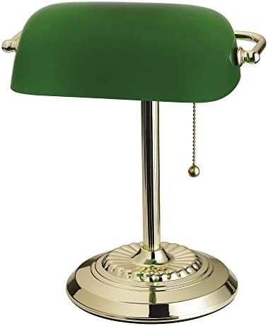 Осветлување на Каталина 13,5 Традиционални банкарски биро со стаклена сенка, зелена