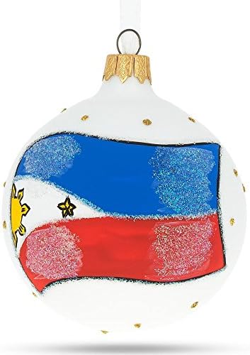 Знаме на Филипини, божиќен украс на стаклена топка 3,25 инчи