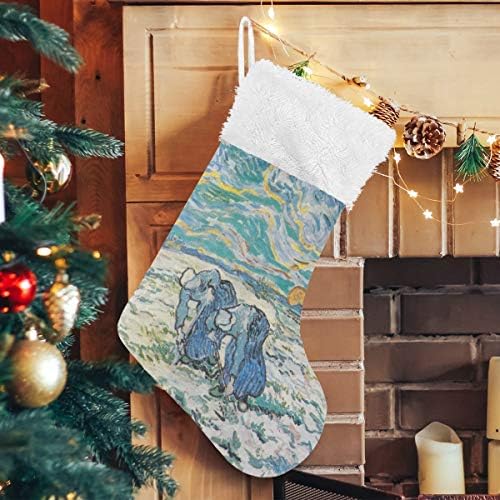 Божиќни чорапи на Пимилагу ван Гог, Божиќни чорапи 1 Пакет 17,7 “, виси чорапи за Божиќна декорација