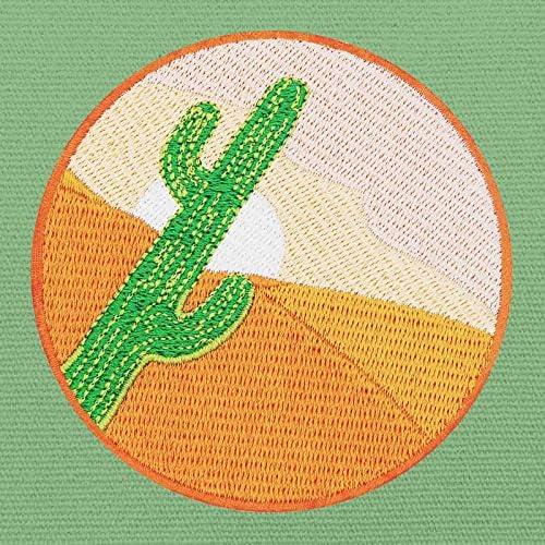 Кактус во пустината печ извезена апликација за значка железо на шиење на амблем