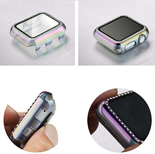 SecBolt 40mm проucирен шарен случај на замаглување со заштитник на екранот и бенд на розово злато за Apple Watch 40mm Iwatch SE