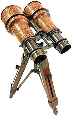 Наутички 6 Инчен Бинокуларен Антички Маса Врвот Месинг Телескоп Со Дрвени Статив Штанд
