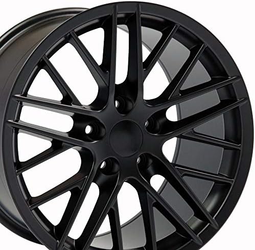 OE Wheels LLC 18 инчи бандажи одговара на Chevy Corvette 05-2013 C6 ZR1 стил C6 ZR1 стил CV08B 19x10/18x8.5 бандажи сатенски црно сет