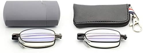 Пренослив Компактен Мини Сино Светло Блокирање Очила За Читање Анти Отсјај Преклопни Очила За Жени Мажи Читатели Со Случај