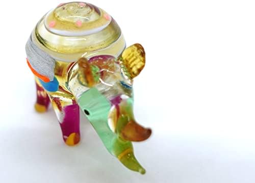 Sansukjai Rhinoceros Минијатурна рачна стаклена уметност фигурини животни колекционерски подарок домашен декор, мулти-жолт