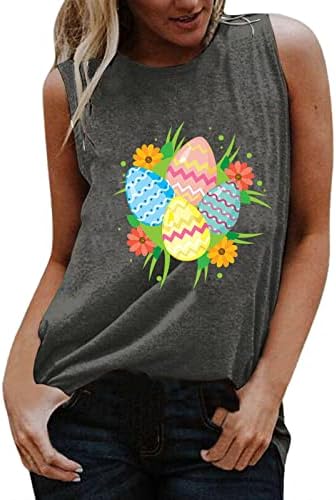 Beuu жени среќни Велигденски маички за печатење маички без ракави маица маица елек за блуза обични резервоари за дами лето
