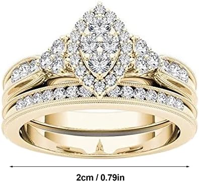2023 Ново Исклучително срцев ринг onенски ангажман за венчавки за накит Подарок 610 Висока и ниска ќерка прстен