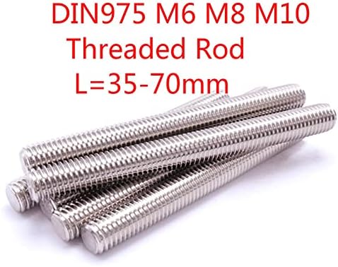 SUTK 5PC DIN975 M6 M8 M10 Thread-Thread-Thread Bar 304 Стикини од не'рѓосувачки челик сребро l = 35-70mm 40mm 50mm 60mm 70mm 45mm