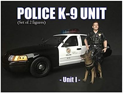 Фигура на полициски службеник во Американската диорама со единицата за кучиња К9 за модели од 1/24 скала