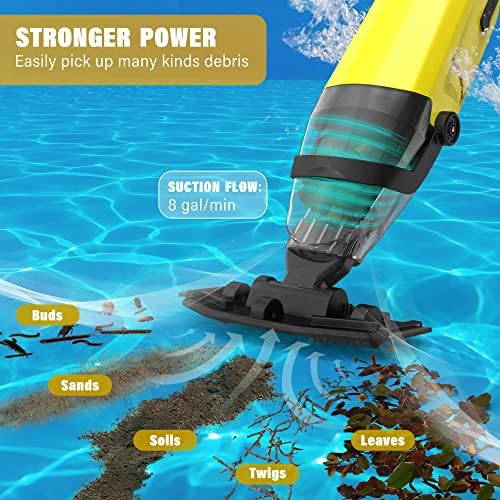Oxseryn безжичен електричен рачен базен вауум, батерија што може да се надополнува топла када вакуум чистач за надземни базени, базени со базени и други мали базени, ли