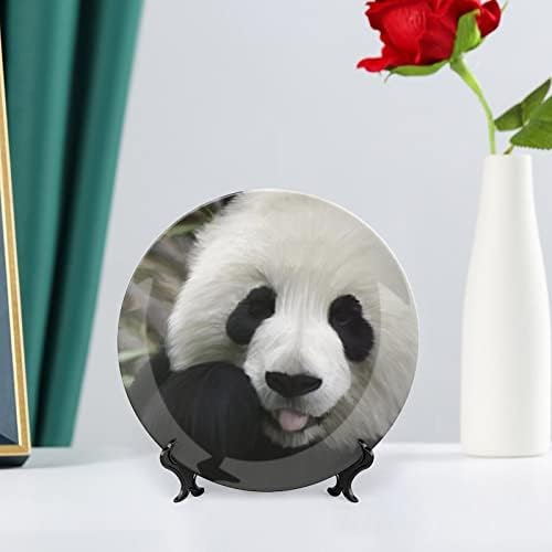 Панда смешни керамички коски Кина Декоративни плочи со штанд виси украси за вечера