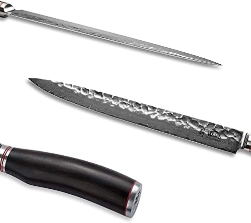 Нож за риба од Ваколи Дамаск-Екстра-остра професионален кујнски нож со Дамаск Блејд 9,8-инчи, нож на готвачот, серија ЕБО