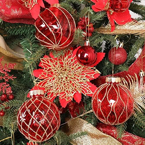 Орнаменти на божиќни топка Isulife 80мм/3,15 Shatterproof Шарена транспарентна пластична декорација на новогодишни елки, деликатни