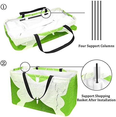 Кошар за еднократно шопинг бела зелена wallид пукнатина од пеперутка преносна преклопна пикник намирници кеси за перење алишта за торба за торба
