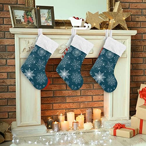 Божиќни чорапи Божиќни снегулки Класични персонализирани големи декорации за порибување за семејни сезонски празници Декор 1