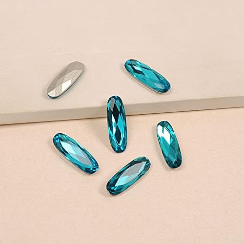 Nailking High Nails Rhinestone сина боја издолжена форма на багета стаклени камења за украси за уметност од 3D нокти