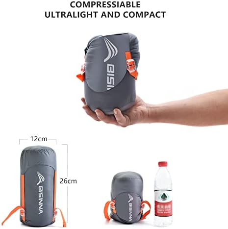 Bisinna 1,72 bs Ultralight Bandpacking 650 Пополнете моќност 32-50F Долу вреќа за спиење за возрасни и деца - Ултра лесна и компактна торба за