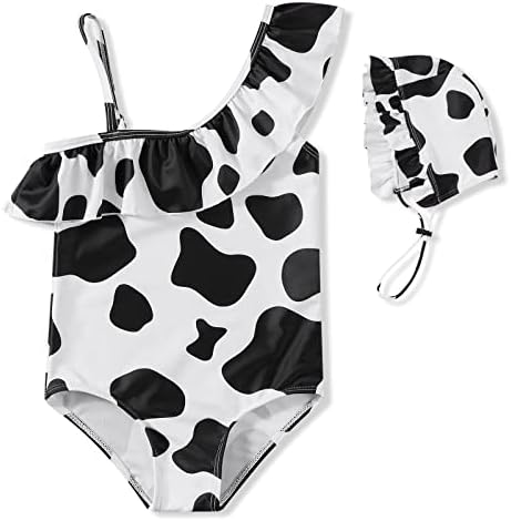 Weixinbuy Бебе девојки за капење за капење за капење во бикини крава печатење летна облека за плажа облека облека со две парчиња