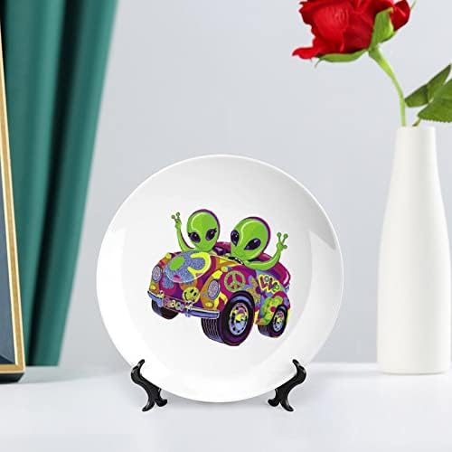 Вонземјани во автомобил гроздобер дизајн коска Кина декор плоча со штанд декоративна чинија домашна плоча