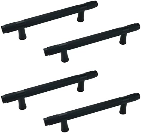 Хевстил 4-пакет Црна модерна минималистичка модна алуминиумска легура со носени фиоки за кабинети за кабинети, фиоки, гардероби, врати, прозорци- 2,52 “центри за дупк