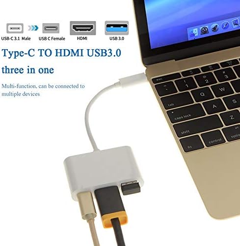 CHYSP 3 во 1 USB C Hub PD USB 3.0 мултипорт адаптер USB 3.1 тип Ц машки до HDM-компатибилен адаптер