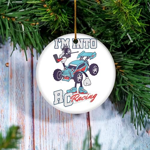 Семејство за Божиќни украси - Радио контролирани автомобили Механичар РЦ возачи IM во RC Racing Ornament - Персонализирани имиња, керамички Божиќен украс, празник, обичај, по