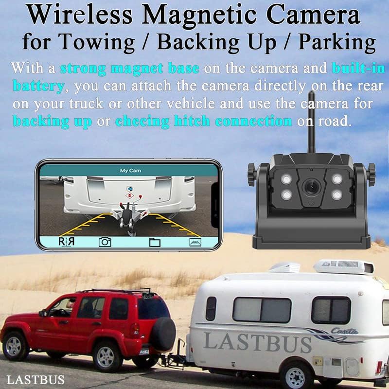 Магнетна безжична резервна камера - Последна магнетна резервна камера за полнење на магнетна WiFi за лесен приколка за патување со