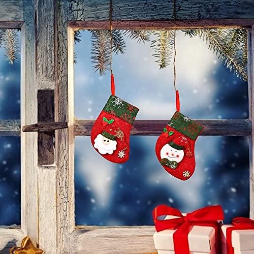Umbresen 4 Пакувања Божиќни чорапи за Божиќни камин виси порибни дрвја украси за подароци торба за бонбони контејнер мали чорапи за