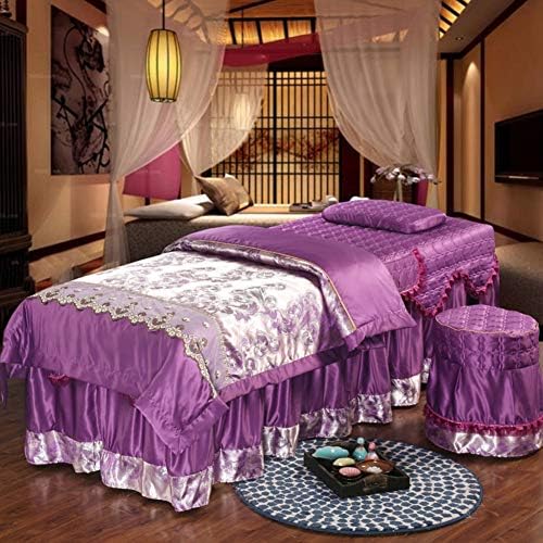 Постелнини за масажа за мека убавина, Европски стил Едноставен лист за масажа поставува 4-парчиња за кревет за кревет за кревет со