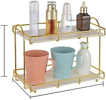 Златна двојна палуба решетка за бања, решетката за складирање на подови, козметички парфеми за складирање на парфеми SinglestoreyBathRoomRack-Goldenwhite