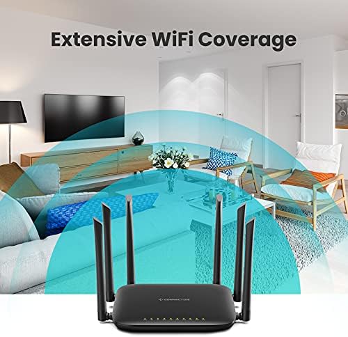 Gigabit WiFi Router, AC2100 Dual Band Wiredight Wireless Router за Home & Gaming, 6 антени, Mu-Mimo за врвно покритие од 2300 Sq.ft