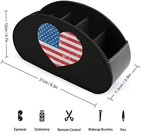 Американска ретро срце знаме ТВ далечински управувач држач за десктоп кутија за складирање козметика канцелариски материјали