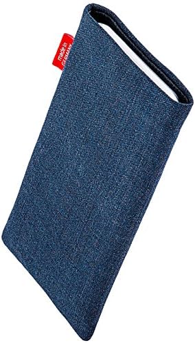 Fitbag Jive Blue прилагодена прилагодена ракав за Motorola Lenovo Hellomoto Moto X4. Торбичка за ткаенини со фино костум со интегрирана
