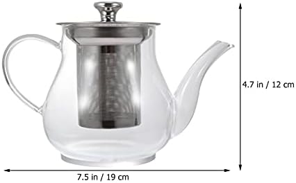 Чај сет чај котел Стоветоп 600мл стаклен чај чај чај Скетл филтер од не'рѓосувачки челик Премиум - стаклена чајничка рачка