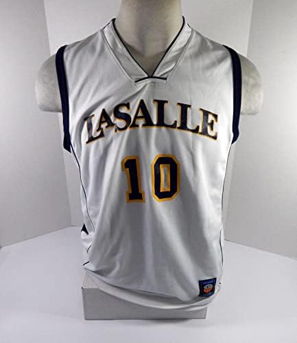 Lasalle Explorers 10 игра користеше бел кошаркарски дрес DP46695 - Користена игра на колеџ