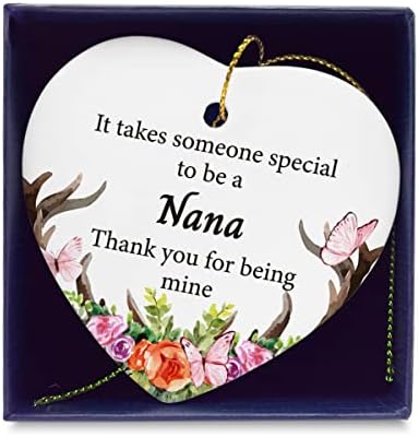 Нана ви благодарам или да бидете мои керамички украси 3 Нана виси керамички срцев украс Плакета знак Нана Орнамент ги чува подароците
