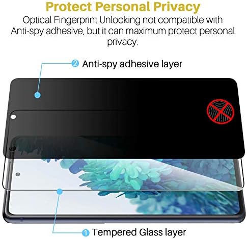 LK 2 Пакет Samsung Galaxy S20 FE Заштитник На Екранот За Приватност + 2 Пакет Леќа Заштитник [Не Поддржува Сензор За Отпечатоци], 9h