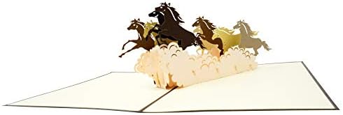 Коњи со диви галопирање - 3D Поздравување на честитки за сите прилики - Loveубов, роденден, дипломирање, честитки, Гудлак, пензија,