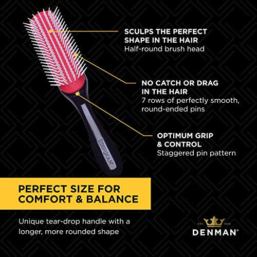 Denman D3 7 -Row Chrush Brush & D6 Scalp Massager Set - Detangling, Styling & Masicaging за сите типови на коса | Ергономски