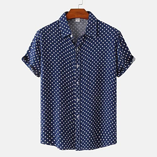 Летни кошули за машки машки стил печати краток ракав лабава копчиња Обична кошула блуза врвови маж со кратки ракави за кратки ракави