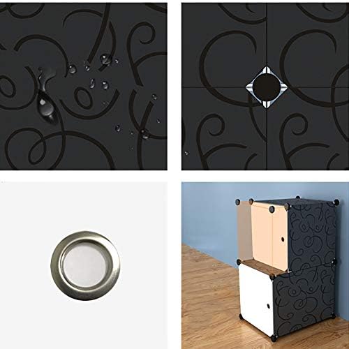 Преносна гардероба за плакари за DIY, пластичен модуларен организатор за складирање на коцки со врати идеална за дневна соба во спална соба, 8 коцки-црни L75XW37XH129CM