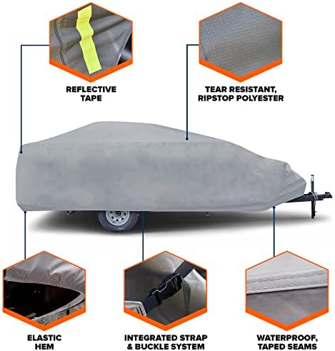 Budge Premier Ripstop Преклопување на Camper RV Cover одговара на преклопните кампери до 15 'долги, 176 L x 87 W x 42 H
