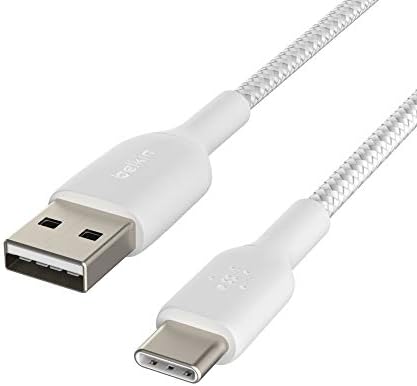 Belkin 3.3FT плетенка USB-C кабел, засилување на Charge USB-C до USB кабел, USB Type-C кабел и полнач за двојно порта со двојно пристаниште